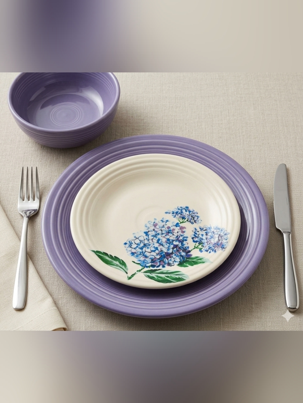 FIESTA NEW!! Lavender And Hydrangea Decorative Plates And Bowl